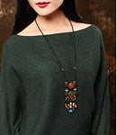 Multi Color Bead Tassel Long Wooden Handmade Adjustable Sweater Chain Thread Necklace For Women