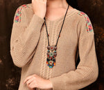 Multi Color Bead Tassel Long Wooden Handmade Adjustable Sweater Chain Thread Necklace For Women